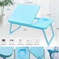 thumbnail image 5 of Laptop Desk for Bed Couch, Portable Lap Desk for Laptop, Foldable Bed Table Tray, Kids Lap Desks with Cup Holder, Blue, 5 of 14