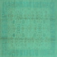 thumbnail image 1 of Ahgly Company Indoor Square Oriental Turquoise Blue Industrial Area Rugs, 7' Square, 1 of 4