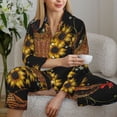 thumbnail image 4 of Goofa Embroidery Chicken Rooster Printed Women’s 2 Piece Pajama Set Super,Pajamas Women's Long Sleeve Sleepwear Soft Button Down Loungewear Pjs Lounge Set Nightwear-Large, 4 of 9