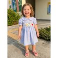 thumbnail image 5 of BemeyourBBs Toddler Baby Girl Back To School Dress Kids Kindergarten Outfits Little Baby Girl Summer Smocked Dress Gingham Plaid Apple Embroidered Short Sleeve Casual A-line Dresses, 5 of 9
