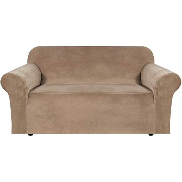 All inclusive elastic sofa cover, solid velvet velvet one-piece design, fabric sofa cover, comfortable and durable (double Camel)