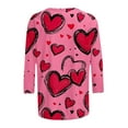 thumbnail image 5 of 2026 Valentines Tops Ladies' Casual Round Neck 3/4 Sleeve T-shirt Loose Top Cute Heart Printed Outfits Romance Date Clothing Soft Comfy Shirts, 5 of 6