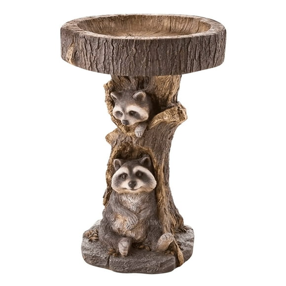 yulier Clearance Bird Bath Garden Decor Bird Feeder Resin Birdbath Animal Statue Cute Raccoon Sculpture Ornament Outdoor Garden Yard Patio Decor