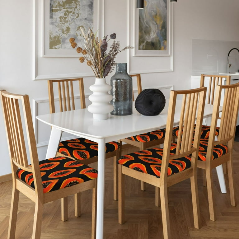 Chair Covers for Dining Chairs Minimalist Papaya Stretch Removable Seat Covers for Chairs Soft Washable Chair Seat Slipcovers Protector for Dining