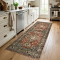 thumbnail image 4 of Lahome Vintage Washable Runner Rug, 2x6 Non-Slip Rug,Hallway Rug Runner with Rubber Backing, Stain Resistant Distressed Carpet Runner for Bedroom, Kitchen, Laundry，Entrance,Brick Red, 4 of 10