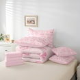 thumbnail image 4 of Erosebridal Kawaii Bowknot Bedding Sets Twin Size, Pink Comforter Sets with Sheets, Princess Style Reversible Bed Set, Microfiber Room Decoration, 7 Pieces, 4 of 6