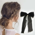 thumbnail image 2 of Unique Bargains 1 Pc Elegant Forged Long Ribbon Bow Hair Clips Black, 2 of 5