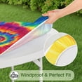 thumbnail image 5 of Colorful Rainbow Tie Dye Spiral Pattern Round Fitted Tablecloth with Elastic Edge,Dining Table Cover Waterproof,Outdoor Round Tablecloth for Camping,Dining,Indoor and Outdoor, 5 of 7