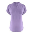 thumbnail image 4 of Yigetop Linen Shirts for Women Womens Summer V Neck T Shirts Cotton Linen V Neck Casual Loose Blouses Basic Tees Women Short Sleeve Tunic Blouse Purple XL, 4 of 5