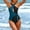 Blue, variant on Women's Swimwear One Piece Tummy Control Fashion Color Blocking Neck Strap With Chest Cushion Without Steel SupportSexy Backless Strap Swimsuit