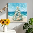 thumbnail image 2 of Canvas Wall Art, Coastal Christmas Tree Framed Canvas Prints for Living Room Bathroom, Beach Sea Starfish Xmas Snowflake Gallery Wrapped Wall Decor for Home Office, Gifts, 12"x12" Ship Next Day, 2 of 9
