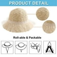 thumbnail image 4 of Sombrero de 56-58cm de circunferencia para mujer, sombrero de paja con perlas de encaje y bolso de paja, conjunto de sombrero de playa protector solar para el verano, 4 of 5