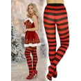 thumbnail image 2 of ToBeInStyle Women's Full Footed Wide Striped Tights Plus Size, Black And Red, 2 of 7