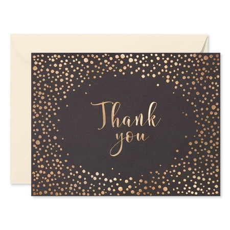 American Greetings Thank You Stationery with Envelopes, Gold Script on Black (10-Count)