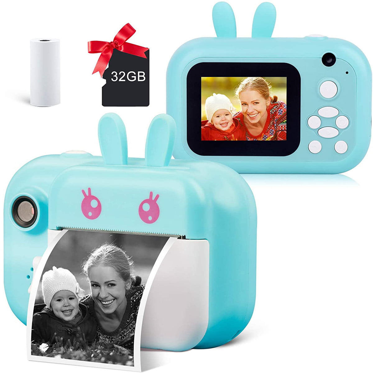 Digital No Ink Video Camera with 3 Rolls Print Paper Camera TOYOGO Instant Print Camera for Kids Upgrade Selfie Kids Camera Dual Lens,1080P HD Video Recorder,As Toys Gifts for Girls and Boys Green