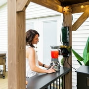 Backyard Discovery Saxony 8x5 Cedar Wood Grill Gazebo, Galvanized Steel Roof, Bar Tops