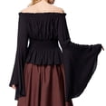thumbnail image 5 of Women Medieval Renaissance Solid Color Bell Sleeve Ruffled Off Shoulder Blouse, 5 of 7