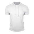 thumbnail image 1 of Mens Casual Manga Corta Botón Abajo Camisas Cuello Redondo Sólida Camisa de Parche para Al Aire Libre, Casual, Uso Diario, 1 of 7