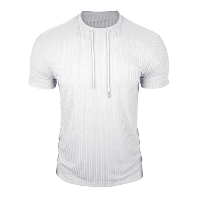 Mens Casual Manga Corta Botón Abajo Camisas Cuello Redondo Sólida Camisa de Parche para Al Aire Libre, Casual, Uso Diario
