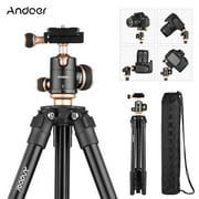 Andoer Q160SA Camera Tripod Complete Tripods with Panoramic Ballhead Bubble Level Adjustable Height Portable Travel Tripod for DSLR Digital Cameras Camcorder Mini Projector Compatible with Canon Nikon