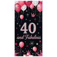 thumbnail image 2 of Pink Glitter Balloon Themed 40th Birthday Backdrop Banner with Crown Star Elements for Birthday Party Photography Props Decorations Happy Fabulous Celebration Decor Background Party Supplies, 2 of 8