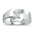 thumbnail image 1 of RYLOS Men's Rings 14K White Gold Ring Classic Solitaire 7X5MM Oval Shape Gemstone Designer Band White Topaz April Birthstone Rings For Men Size 13, 1 of 5