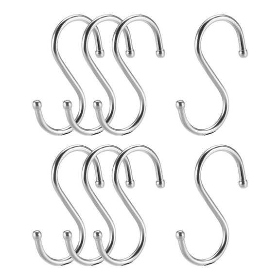 Stainless Steel S Hooks 2" S Shaped Hook Hangers for Kitchen Bathroom Bedroom Storage Room Outdoor Multiple Uses 8pcs