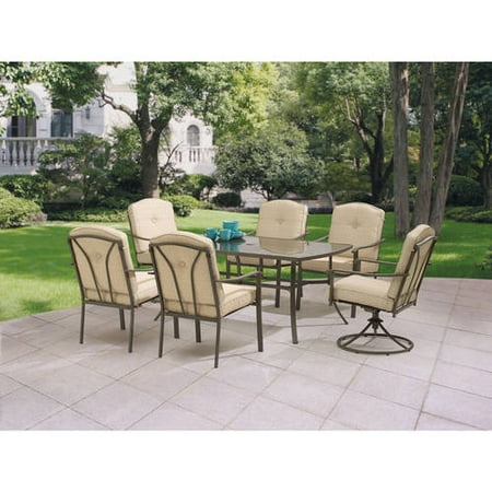 Mainstays Woodland Hills 7 Piece Dining Set Tan Mainstays Woodland Hills 7 Piece Dining Set Tan