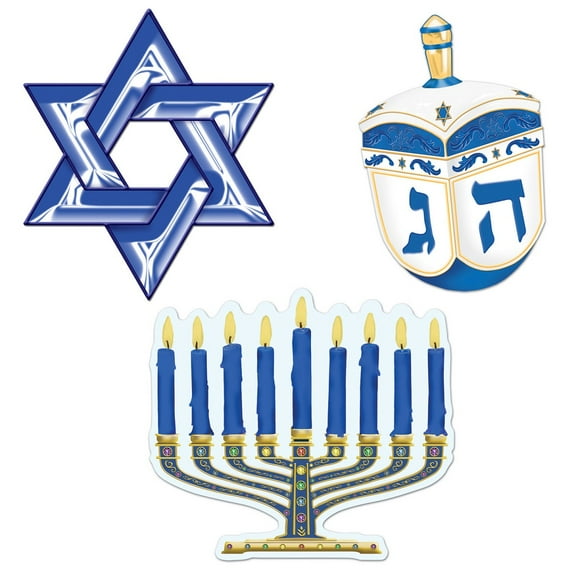Party Central Club Pack of 36 Blue and White Hanukkah Cutout Decorations 9.5"