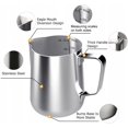 thumbnail image 1 of Bolso de mano de acero inoxidable de 350 ml, taza de leche de crema de café con marca de medición y bolígrafo de arte con leche, olla de leche Cappuccino Barista, 1 of 2