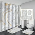 thumbnail image 1 of CSCHome Marble Pattern Shower Curtain Four-Piece Set,Bathroom Decoration,Wet and Dry Bathroom Set, 1 of 5