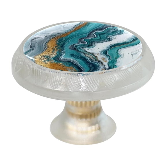 HemaKayy 4 Pack 1.37" Decorative Cabinet Knobs - Themed ABS Glass Drawer Handle, Durable & Rust-Resistant, Perfect for Kitchen, Bathroom, and Home Decor - Unique Marble Texture