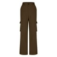 thumbnail image 5 of UAMVSH Women High Waist Cargo Pants Plus Size Streetwear Casual Work Dress Trousers with Pockets Soft Outdoor Wide Leg Athletic Pants(5X-Large,Brown), 5 of 7
