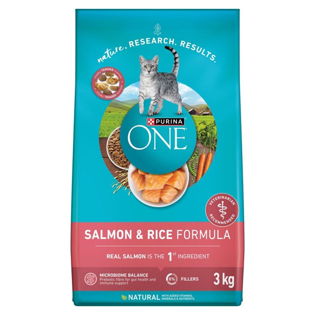 Purina ONE Saumon & Riz, Nourriture Sèche pour Chats 3kg