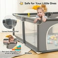 thumbnail image 5 of Baby Playpen, 79x79'' Large Baby Playard, Infant Activity Center with Anti-Slip Base, Gray, 5 of 7