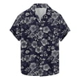 thumbnail image 1 of Blusa y camisa de manga corta con cuello vuelto para hombre, moda de verano, estampado floral, camisa de manga corta con solapa, blusa para hombre, 1 of 4