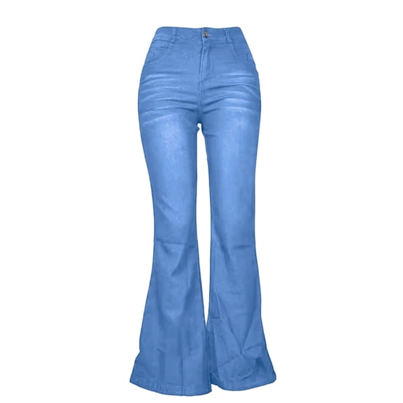 Women'S Lightweights High Waist Wide Leg Jeans Flared Denim Pants Casual Summer Streetwear Light Blue S