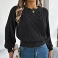 thumbnail image 7 of Bibifish Womens Sweaters Solid Cable Knit Sweaters Long Sleeve Classic Crewneck Pullover Sweaters Soft Warm Fall Winter Comfy Loose Tops, 7 of 7