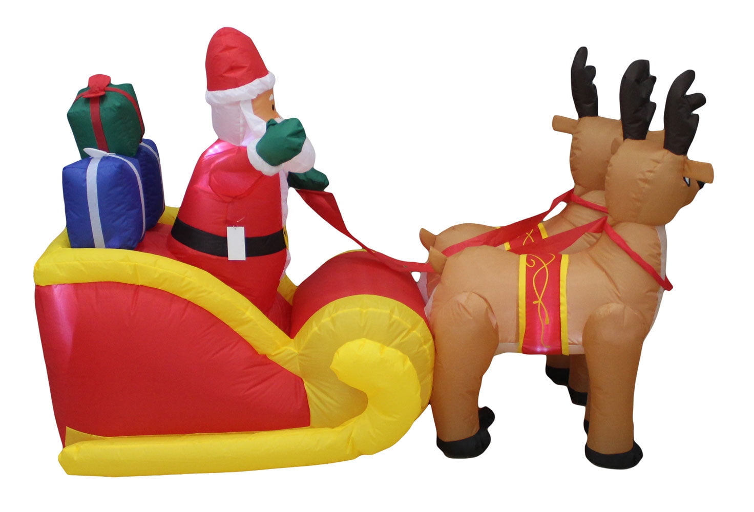 Impact Select Christmas Inflatable Outdoor Yard Decoration, 6 ft Santa on Sleigh with Reindeer