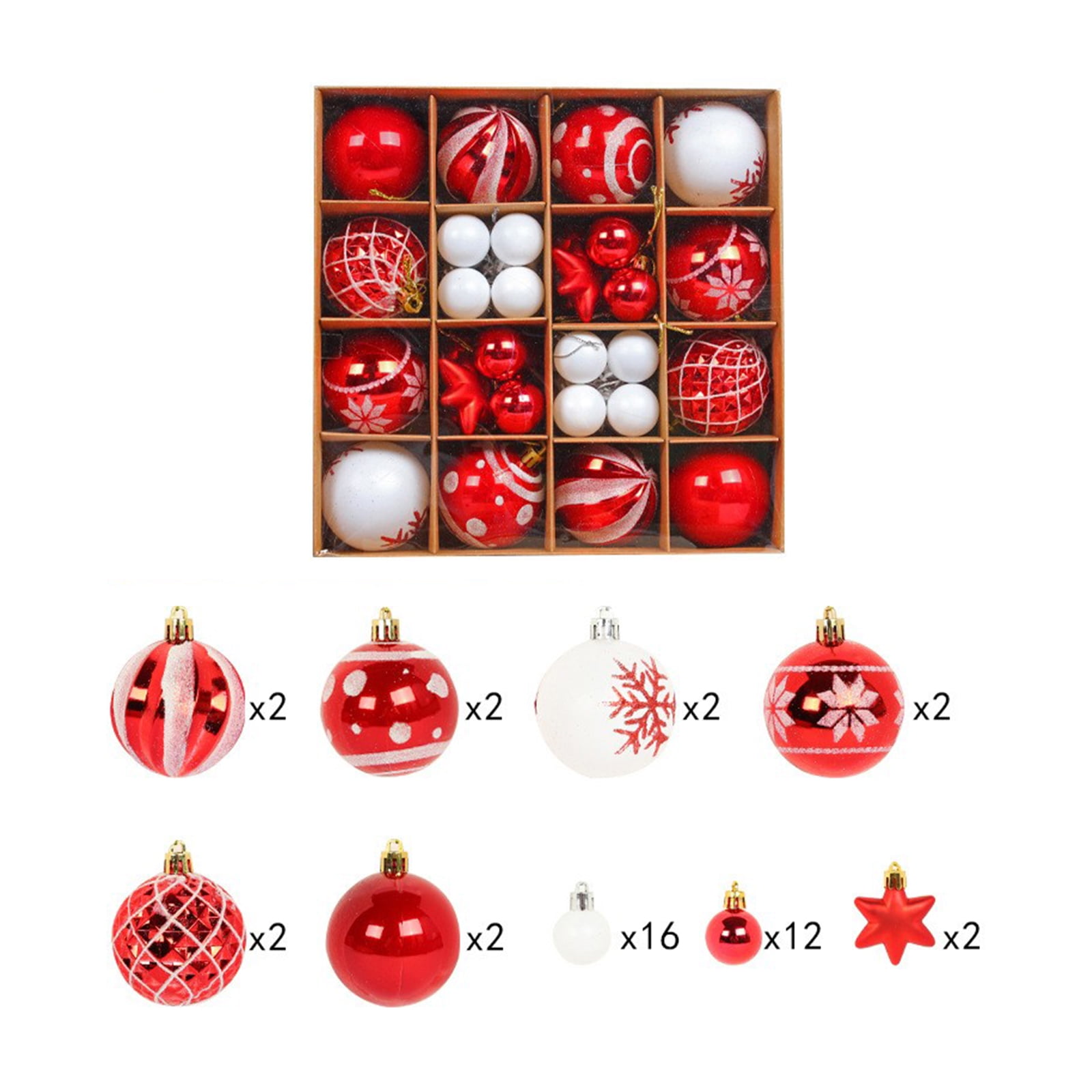 Christmas Ornament Balls 42 Pieces Christmas Ornament Set White + Red