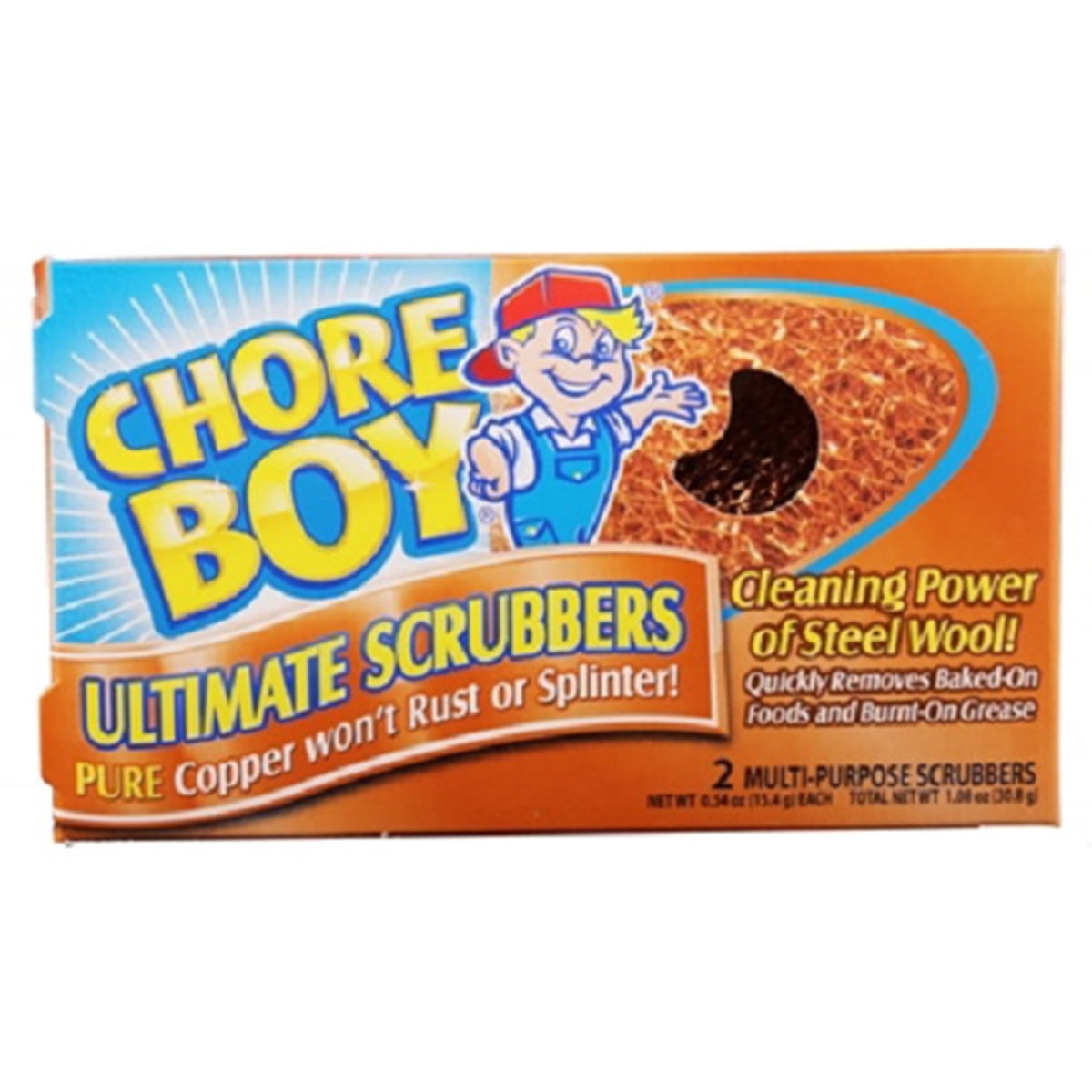 for Pot and Pans 6 Pieces Chore Boy 100% Pure Copper Rust Free Scrubbers 