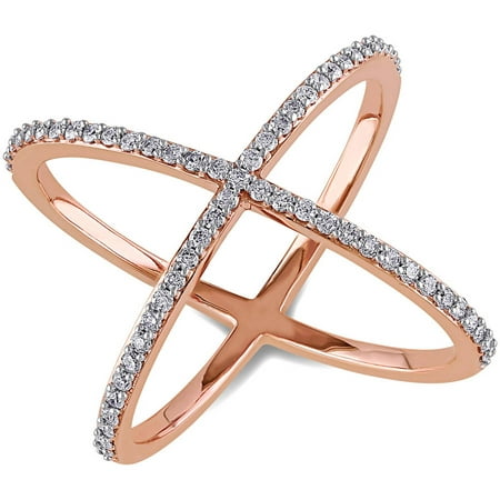 Miabella 3/8 Carat T.W Diamond 14kt Rose Gold Criss-Cross Ring