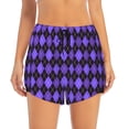 thumbnail image 2 of Goofa purple argyle Printed Women 2 in 1 Running Shorts,Quick Dry Athletic Workout Shorts,High Waisted Athletic Shorts with Liner Pockets-Medium, 2 of 7