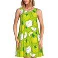 thumbnail image 1 of Gaeub Robe Sans Manches à Imprimé Pomme Verte pour Femmes, Robe Décontractée de Plage, Robe d'Été Maxi Ample avec Poches, 1 of 7