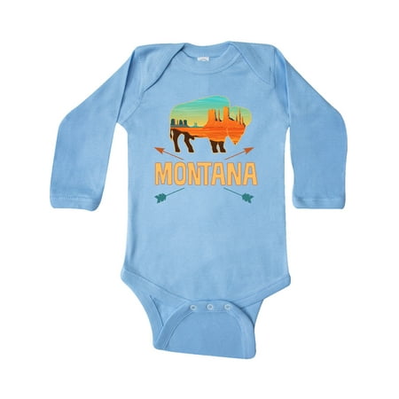 

Inktastic Montana Gift Buffalo Silhouette Gift Baby Boy or Baby Girl Long Sleeve Bodysuit
