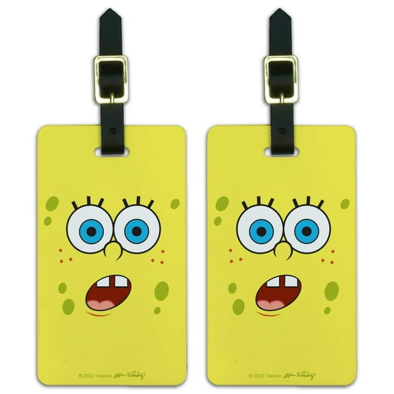 SpongeBob Surprise Face Luggage ID Tags Suitcase Carry-On Cards - Set of 2