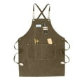 thumbnail image 2 of TidBay Work Apron Pocket Design Comfortable Wearing Faux Leather Shoulder Strap Good Air Permeability Classify Place Small Items Anti-dirty Soft Vintage Style Haircut Apron Home Supplies, 2 of 8
