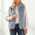 thumbnail image 6 of Xdegoge Womens Sherpa Fleece Vest Casual Fuzzy Sleeveless Full Zip Up Stand Collar Warm Fall Winter Jacket Cozy Outerwear with Pockets, 6 of 9