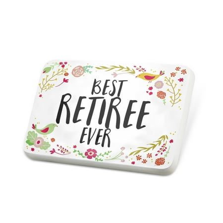 Porcelein Pin Happy Floral Border Retiree Lapel Badge – NEONBLOND
