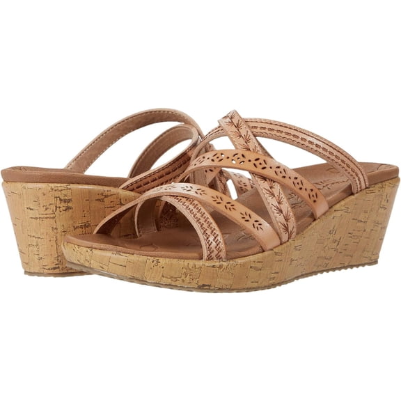 Skechers Women's Beverlee-Tiger Posse Wedge Sandal Natural 7 Wide